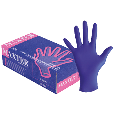Maxter Cobalt Blue Nitrile Powder Free Gloves  Sinised Nitriilkindad M