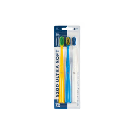 WOOM 5200 Ultra Soft Toothbrush, Tihedate harjastega hambahari 3-pakis