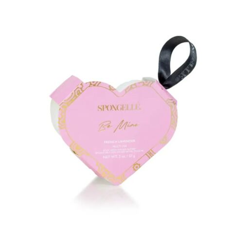 Spongelle Be Mine Heart Buffer In French Lavender, Губка, насыщенная гелем для душа