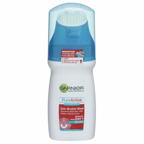 Garnier Skin Naruralc Pure Active Exfo-Brusher Gel Wash, Ansiktstvättgel med borste