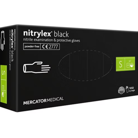 Mercator Nitrylex Black Examination & Potective gloves, Nitriilkindad S (Must)