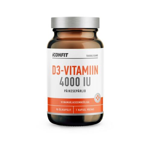 ICONFIT Vitamin D3 4000IU, Vitamiin D3 Päikesepärlid Viinamarjaseemneõliga