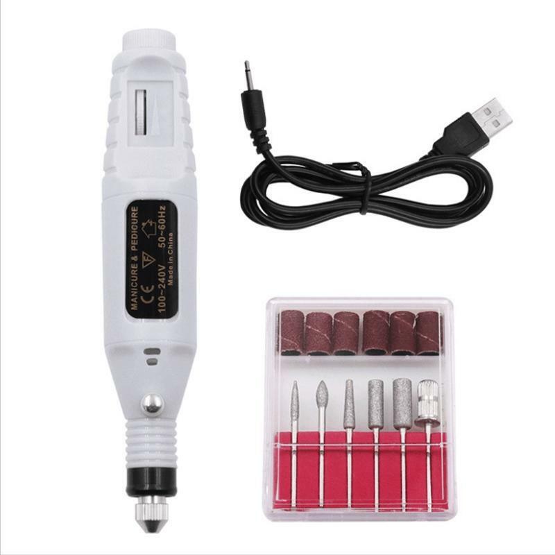 Electric Nail Drill USB Manicure Pen Sander Polisher, White