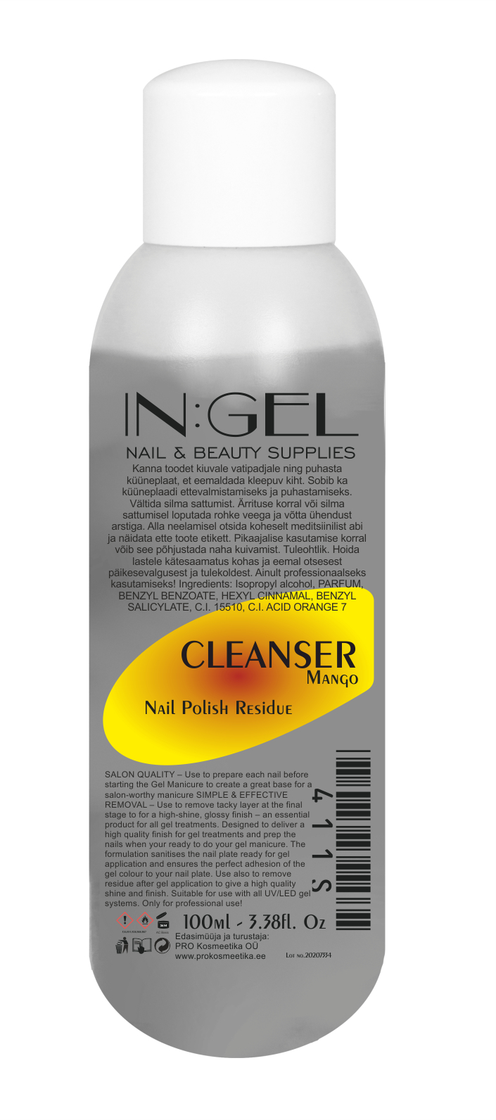 IN:GEL Nail Polish Residue Cleanser Scented Küünte puhastusvahend lõhnastatud Mango