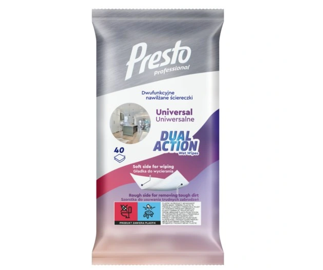 Presto Clean Professional Dual Action Wet Wipes Universal